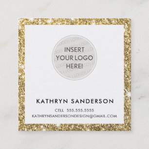 MINIMAL ANPASSNINGSBAR LOGOTYP modern chic guld gl Fyrkantigt Visitkort