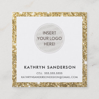 MINIMAL ANPASSNINGSBAR LOGOTYP modern chic guld gl Fyrkantigt Visitkort