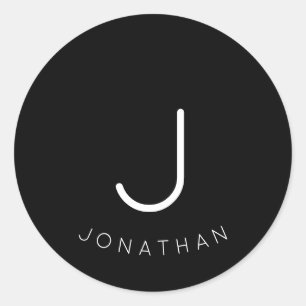 Minimal Anpassningsbar Monogram Initial & Namn Runt Klistermärke