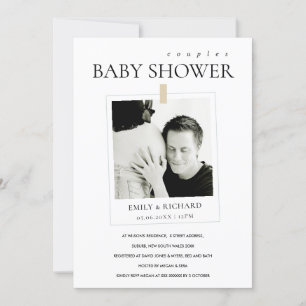 MINIMAL ANPASSNINGSBAR PHOTO PAR BABY SHOWER INBJU TACK KORT