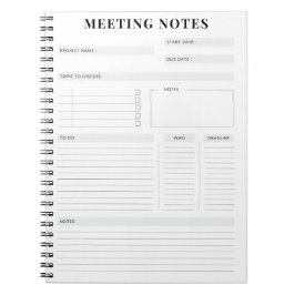Minimal anteckningsplan för Professional Meeting-a Anteckningsbok
