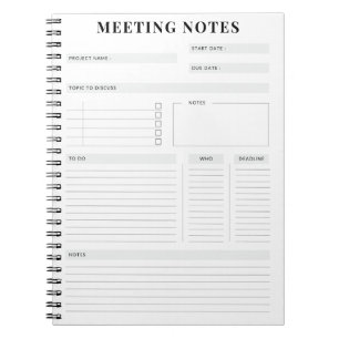 Minimal anteckningsplan för Professional Meeting-a Anteckningsbok