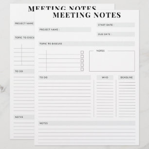 Minimal anteckningsplan för Professional Meeting-a Brevhuvud