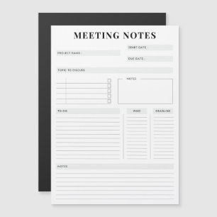 Minimal anteckningsplan för Professional Meeting-a Magnetisk Inbjudningskort