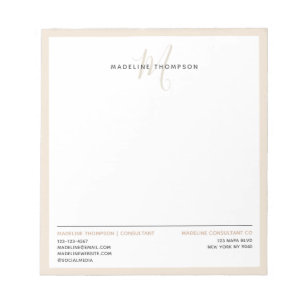 Minimal användning av monogram Creamy Sand Letterh Anteckningsblock