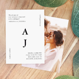 Minimal användning av Monogram Photo Bröllop Black Inbjudningar