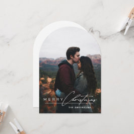 Minimal Arch 1 Photo Merry Christmas Holiday Card Inbjudningar