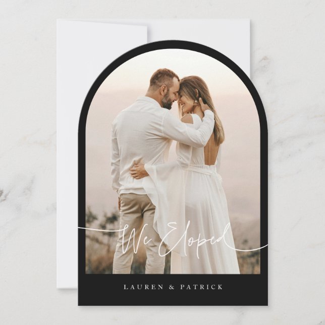 Minimal Arch Elopement Bröllop-tilläggskort Inbjudningar (Framsida)