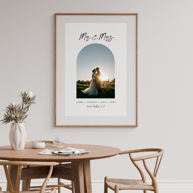Minimal Arch Photo Custom Mr and Mrs Poster (Skapare uppladdad)