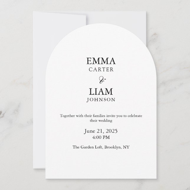 Minimal Arch Wedding Invitation Editable Elegant Inbjudningar (Framsida)