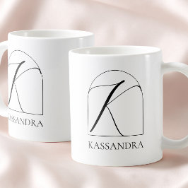 Minimal Ark Svart Skript Initial K Namn Monogram Kaffemugg