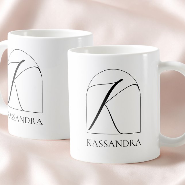 Minimal Ark Svart Skript Initial K Namn Monogram Kaffemugg (Minimal Arch Black Script Initial K Name Monogram Coffee Mug)