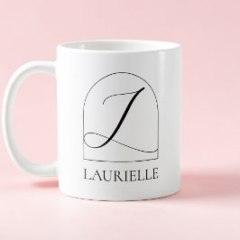 Minimal Ark Svart Skript Initial L Namn Monogram Kaffemugg