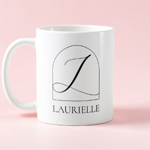 Minimal Ark Svart Skript Initial L Namn Monogram Kaffemugg