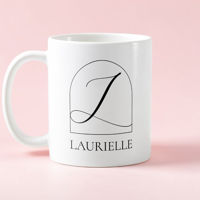 Minimal Ark Svart Skript Initial L Namn Monogram Kaffemugg (Minimal Arch Black Script Initial L Name Monogram Coffee Mug)