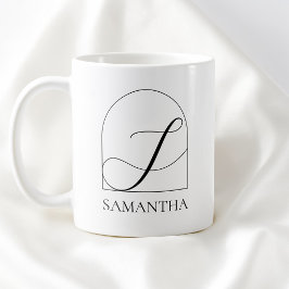 Minimal Ark Svart Skript Initial S Namn Monogram Kaffemugg