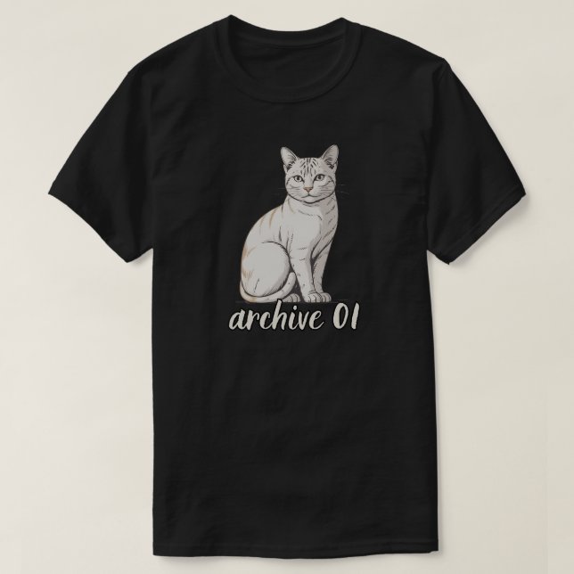 Minimal Arkiv 01 Katt Konstnärlig Illustration T Shirt (Design framsida)