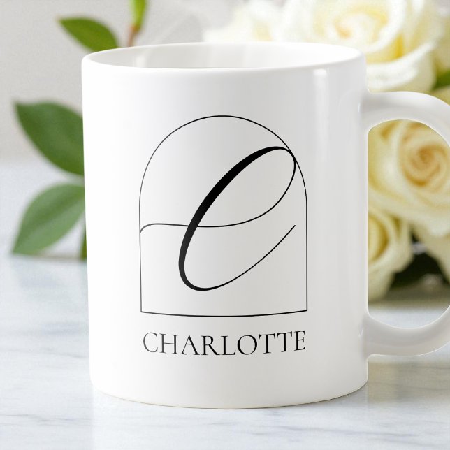 Minimal Arkiv Svart Skript Initial C Namn Monogram Kaffemugg (Minimal Arch Black Script Initial C Name Monogram Coffee Mug)