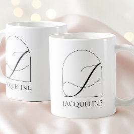 Minimal Arkiv Svart Skript Initial J Namn Monogram Kaffemugg