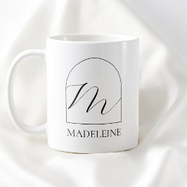 Minimal Arkiv Svart Skript Initial M Namn Monogram Kaffemugg