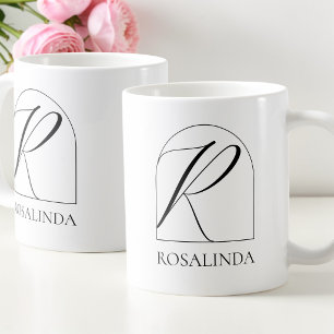 Minimal Arkiv Svart Skript Initial R Namn Monogram Kaffemugg