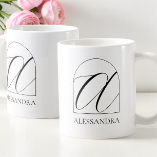 Minimal Arkiv Svart Skript Initialt A Namn Monogra Kaffemugg