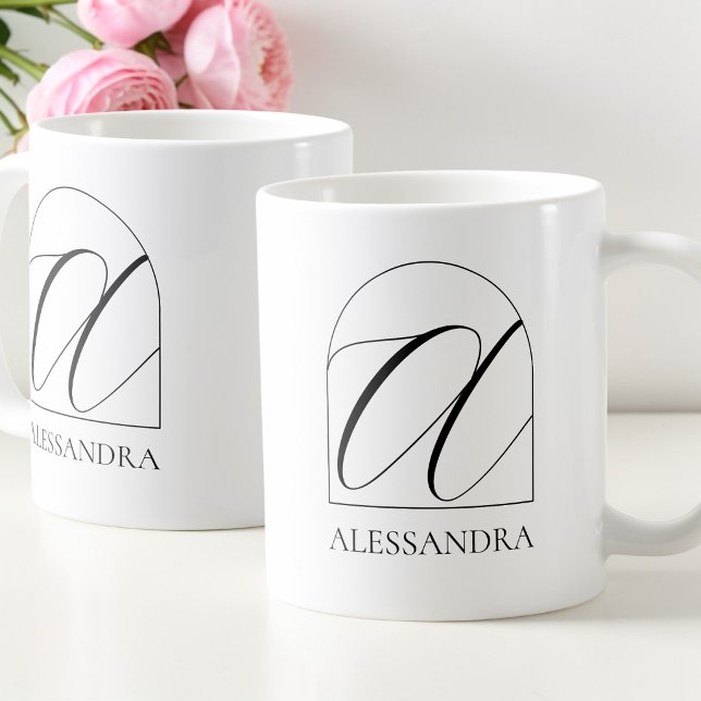 Minimal Arkiv Svart Skript Initialt A Namn Monogra Kaffemugg (Minimal Arch Black Script Initial A Name Monogram Coffee Mug)