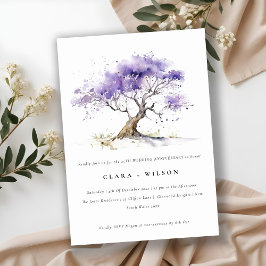 Minimal årsdag för Lilac Jacaranda Träd Bröllop Inbjudningar