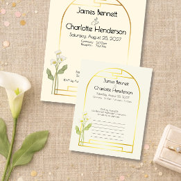 Minimal Art Nouveau Guld Båge Calla Lily Bröllop OSA Kort