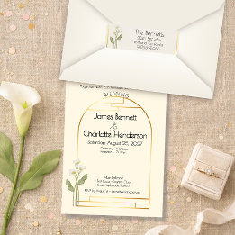 Minimal Art Nouveau Guld Båge Kalla Lily Bröllop Returadress Etikett