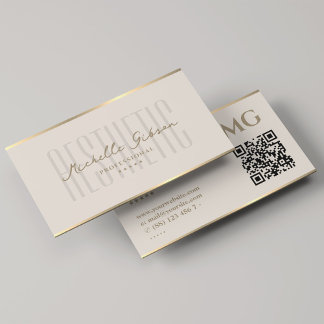 Minimal asetisk monogram Sand Beige-Professionell Visitkort