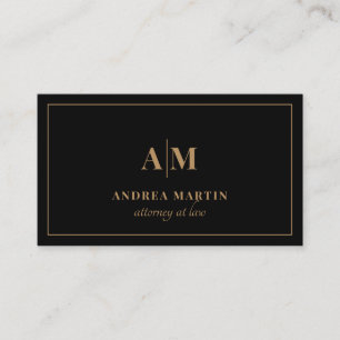 Minimal Attorney Lawyer Modern Guld Monogram Visitkort