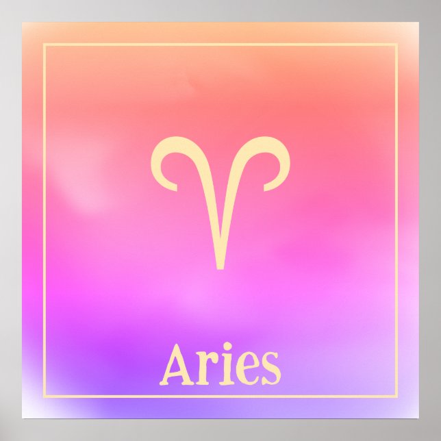 Minimal Aura Aries Zodiac Poster (Framsidan)
