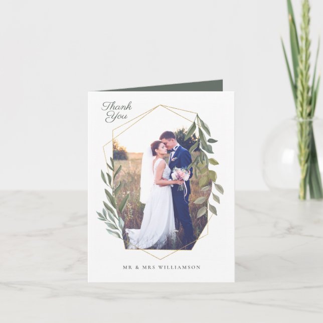 Minimal avverkning och foto av Guld-geometrisk ter Tack Kort (Framsida)