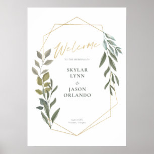 Minimal avverkning och Guld Geometric Terrarium Vä Poster