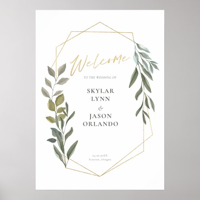 Minimal avverkning och Guld Geometric Terrarium Vä Poster (Framsidan)
