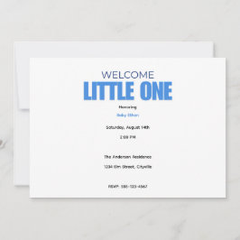 Minimal Baby Boy Shower Invitation Meddelande