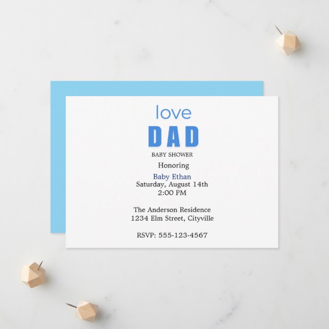 Minimal Baby boy Shower Invitation Meddelande (Fram/Back In Situ)
