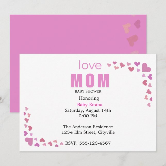 Minimal Baby girl Shower Invitation Meddelande (Fram/baksida)