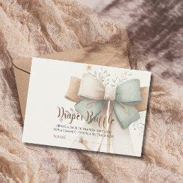 Minimal baby shower blöja- lotteri med krämfärgad tilläggskort
