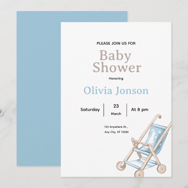 Minimal Baby Shower Invitation,ditable Baby card Inbjudningar (Fram/baksida)