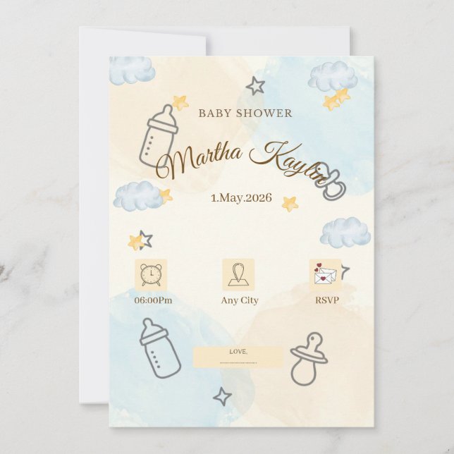 Minimal Baby Shower Invitation Inbjudningar (Framsida)