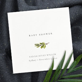 Minimal babydusch för svart och vitt Gräs Gren Pappersservett