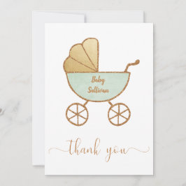Minimal babystölder Retro Carriage Mint Guld Tack Kort