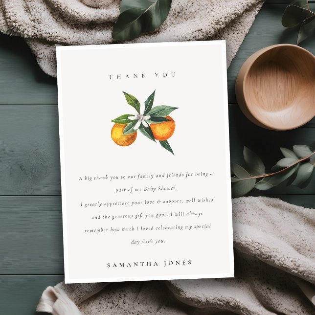 Minimal babystötare av Citrus Orange Botanical Boh Tack Kort (Skapare uppladdad)