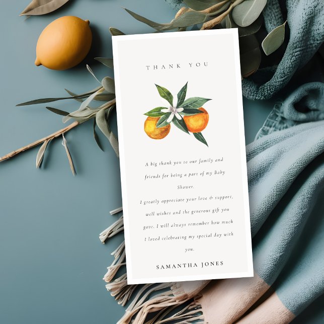 Minimal babystötare av Citrus Orange Botanical Boh Tack Kort (Skapare uppladdad)