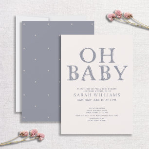 Minimal babystövel för Baby blue punkter Inbjudningar