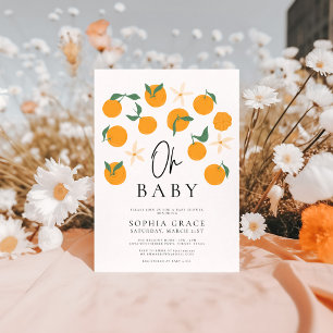 Minimal babystövel för citrus inbjudningar