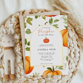 Minimal babystövel för lite Pumpkin Höst löv Inbjudningar
