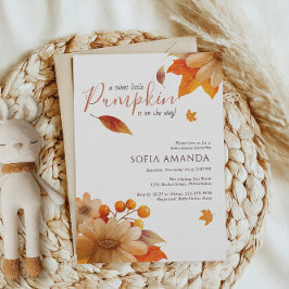 Minimal babystövel för lite Pumpkin Höst löv Inbjudningar